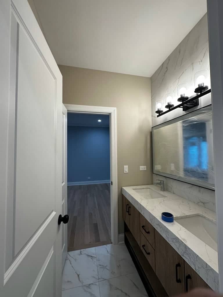 new bathroom counters and mirror